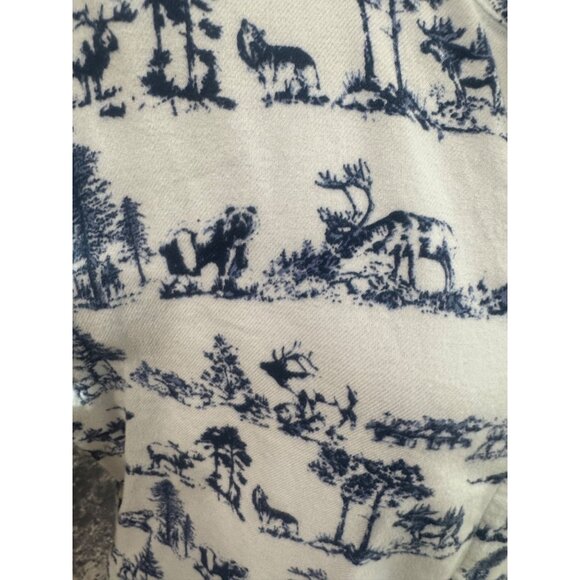 Lands End Womens Flannel Blue White Wildlife Tunic Shirt L 14-16 100% Cotton - Picture 13 of 15